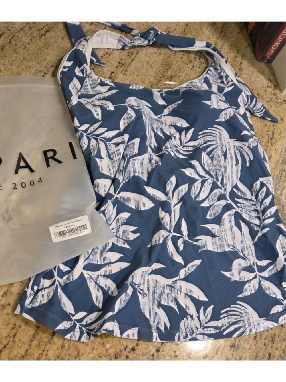 NWT Size L Hapari Swimwear Mykonos Ocean Blue Sport Tankini Top Halter Padded